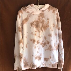 Melrose and Market Cream & Brown Tie-Dye Pullover Hoodie